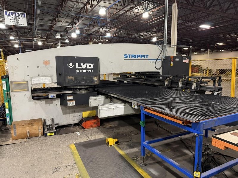 LVD STRIPPIT 30 TON TURRET PUNCH MODEL V30-1525, NEW 2011, 60" X 98.4" CAPACITY, FANUC 18i-PB CONTROL, TOOLING, SPARE PARTS , AND LASER LIGHT CURTAINS INCLUDED
