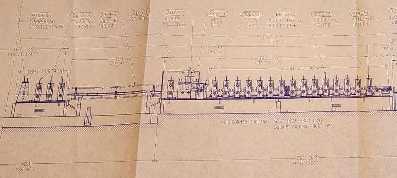 16 Stand 22.00" x 3.50" Bradbury Rollformer Stock# 4069