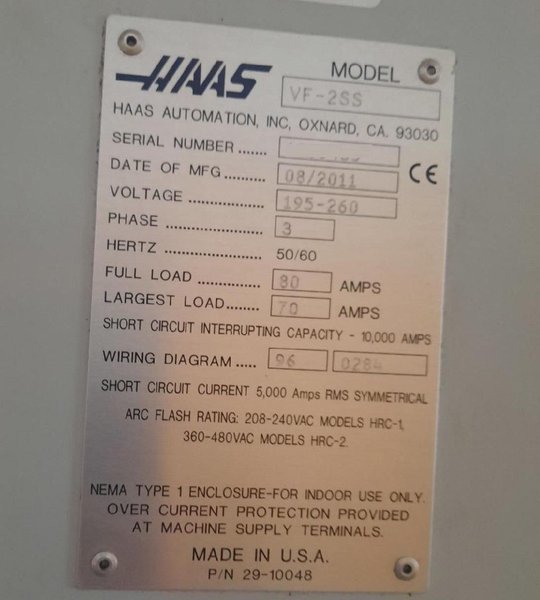 Haas VF-2SS CNC Vertical Machining Center – 4th Axis Ready Mill