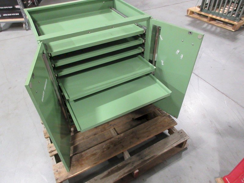 Metal 2 Door Low Profile 9 Shelf Storage Cabinet **No Top**- Auction Item