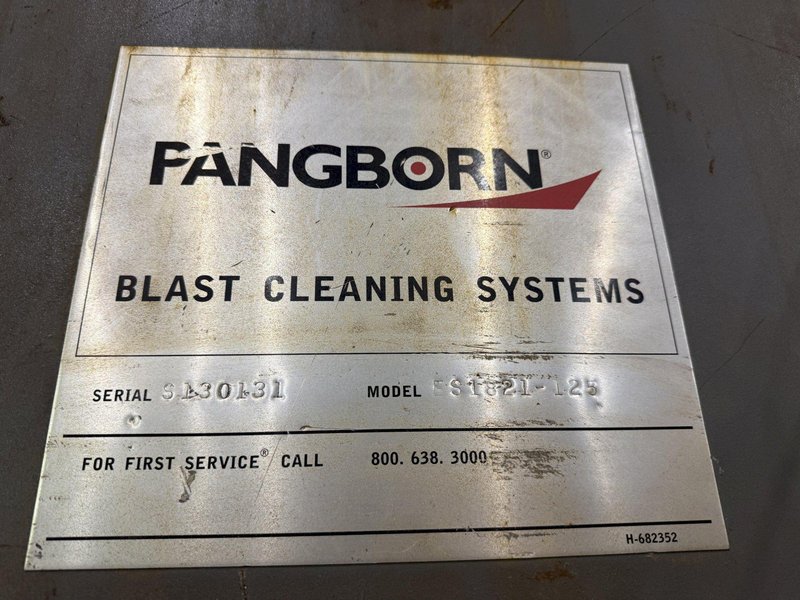 72" WIDE x 16" HIGH PANGBORN MODEL #ES1821-125 TOP &amp; BOTTOM PLATE SHOT BLAST MACHINE, WITH DUST COLLECTOR: YOBRO #25181
