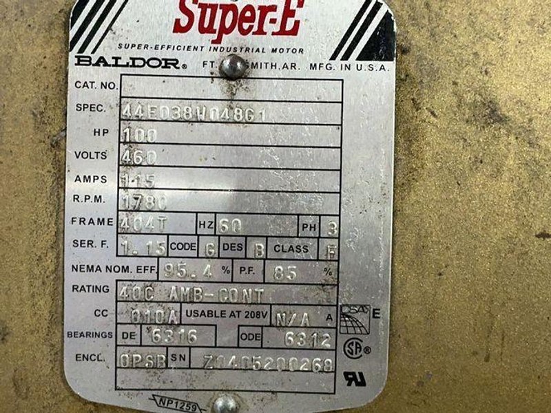 BALDOR 100 HP MOTOR