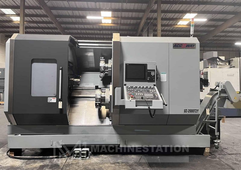 Accuway UZ-2000T2Y CNC Lathe – Y Axis Twin Spindle Twin Turret
