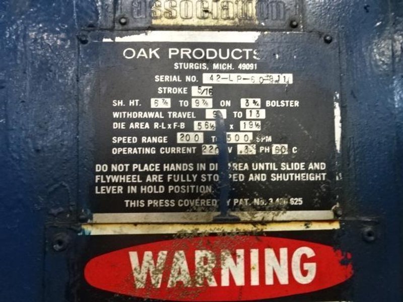 60 TON OAK HIGH SPEED FIN STAMPING PRESS: STOCK #11545