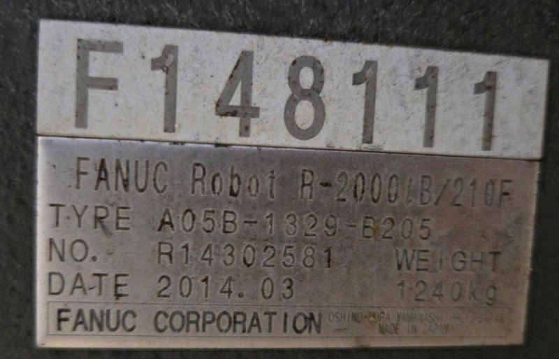 FANUC R-2000IB/210F + R30IB ROBOT ARM AND CONTROL CABINET USED