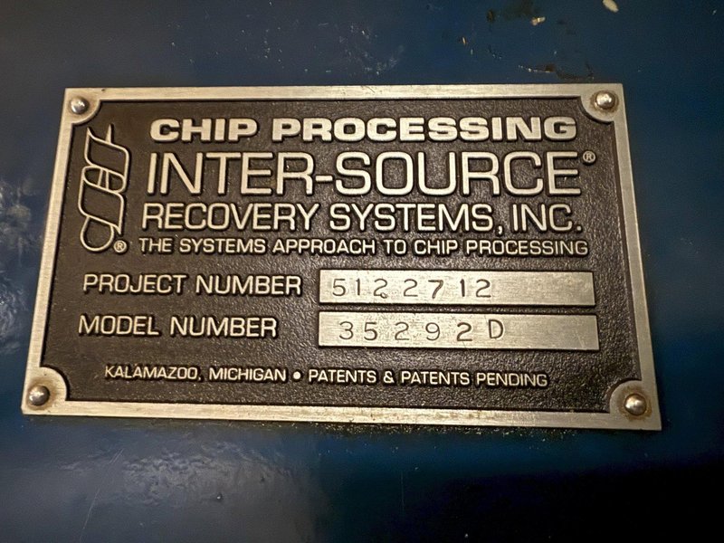 INTER-SOURCE MODEL #CA-6200F CHIP SHREDDER, SPINNER PROCESSING &amp; OIL RECOVER SYSTEM: STOCK #23374