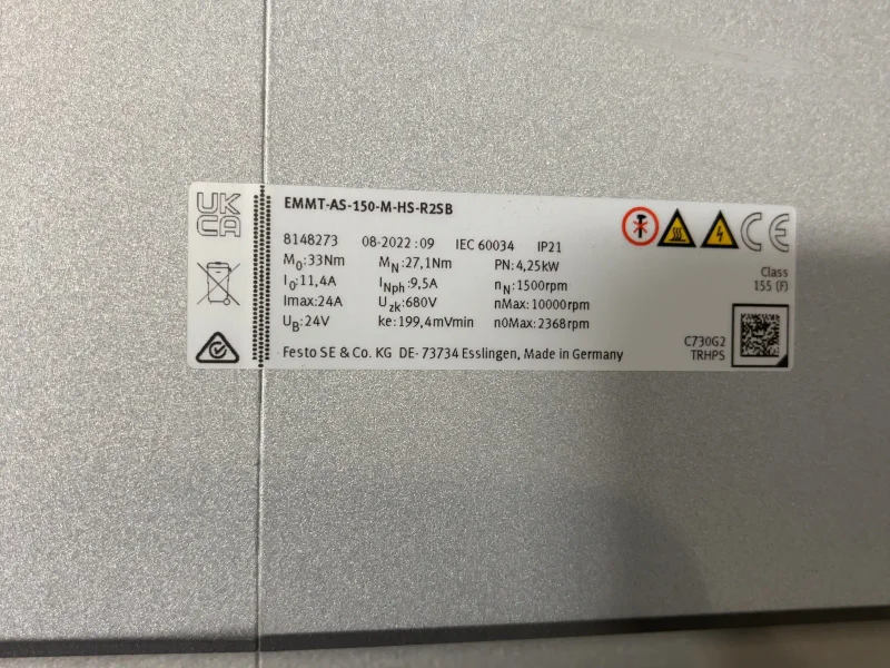 FESTO 10000 RPM, 4.25 KW ELECTRIC CYLINDER   -  ESBF-BS-100-410-20P