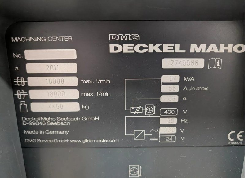 Used 2011 DMG Mori DMU 50 5-Axis Vertical Machining Center For Sale
