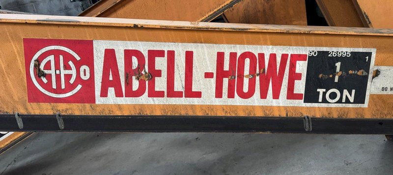 1 Ton Abell-Howe Jib Crane, Floor Mount, 360 Degree, 12&#039; Under, 18&#039; Span