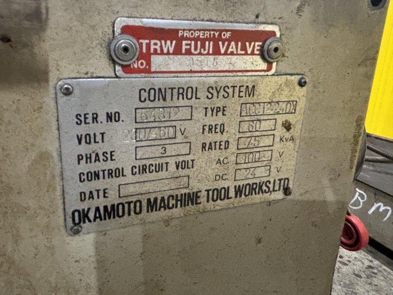 12&quot; X 24&quot; OKAMOTO MODEL #12-24 DX 3 AXIS HYDRAULIC SURFACE GRINDER: YOBRO #23846