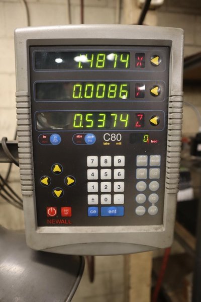 Acer Ultima 3VK Vertical Knee Mill, Newall 3-Axis DRO, X &amp; Y-Axis Servo Power Feeds, Power Quill Feed- Auction Item