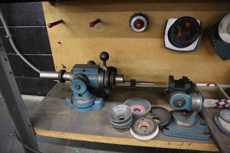 KO Lee End Mill Grinder with Attachments, Craftsman Double End Bench Grinder and Maple Top Work Bench- Auction Item