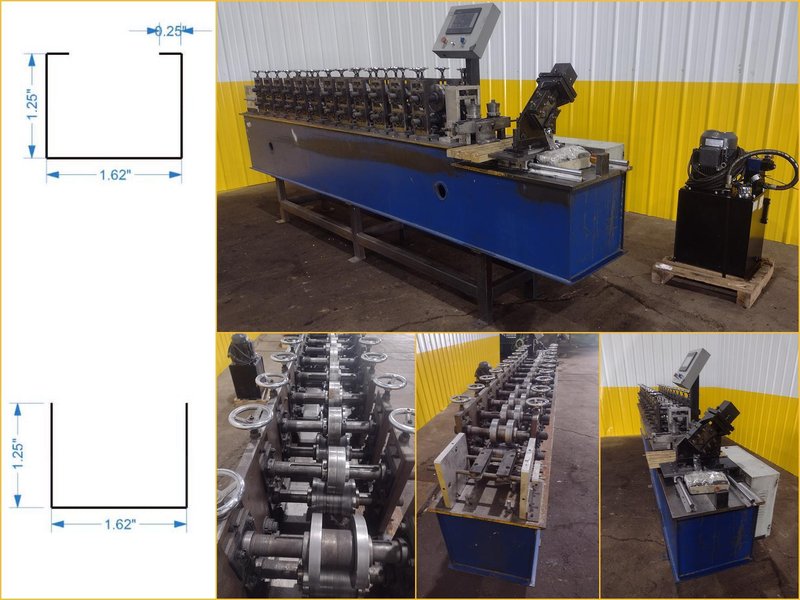 1.25&quot; C &amp; U CHANNEL 12 STAND X 8&quot; ROLLFORMER WITH HYDRAULIC CUTOFF: STOCK #18943