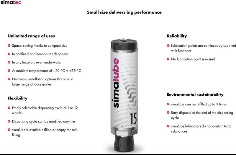 PACK OF 10 Simatec Simalube Variable Speed Auto-Lubers 250ML