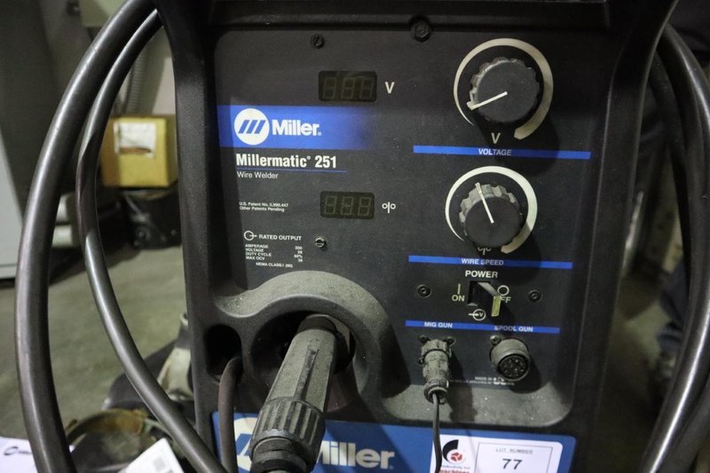 Miller Millermatic 251 Mig Welder with Built in Wire Feed, Miller Torch and Cart- Auction Item