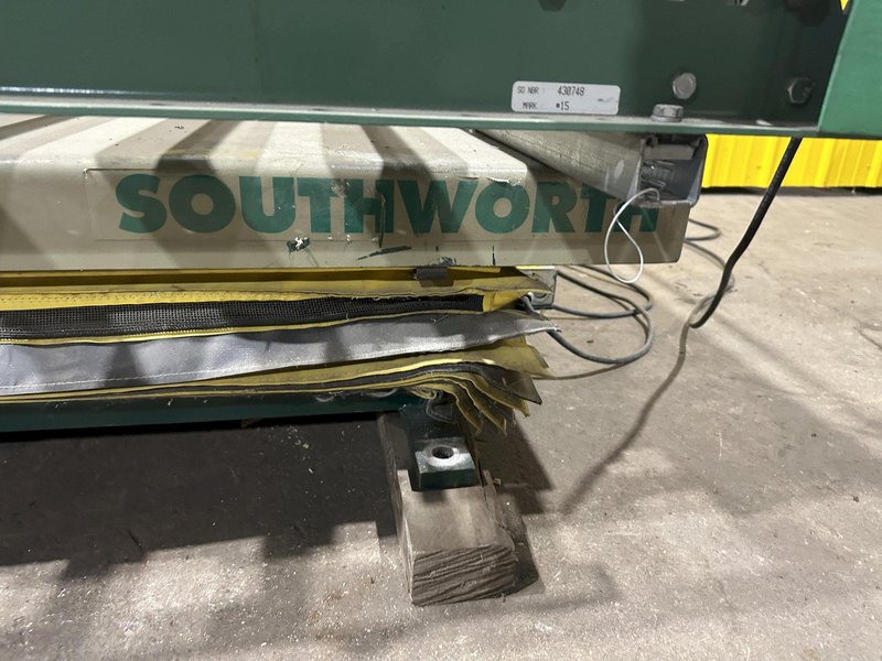 4,000 LBS X 60" X 30" SOUTHWORTH HYDRAULIC SCISSOR LIFT TABLE WITH 60X42 ROLLER CONVEYOR TOP, 110 VOLT: STOCK #20916