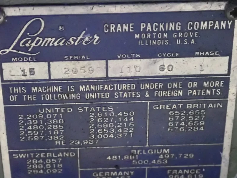 LAPMASTER 15" LAPPING MACHINE  -  15