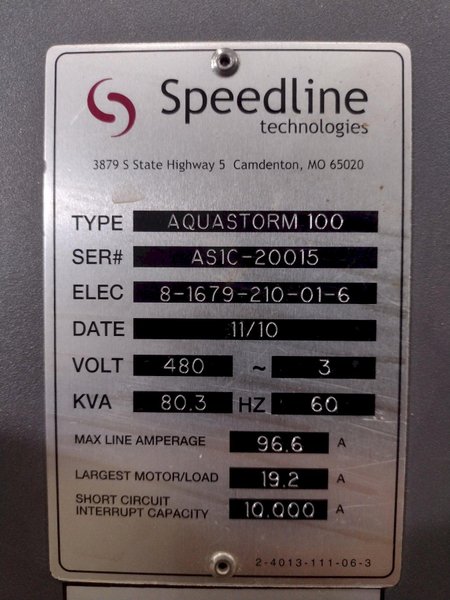 20” ELECTROVERT MODEL AQUASTORM 100 IN-LINE CLEANER WASHER: STOCK #23496