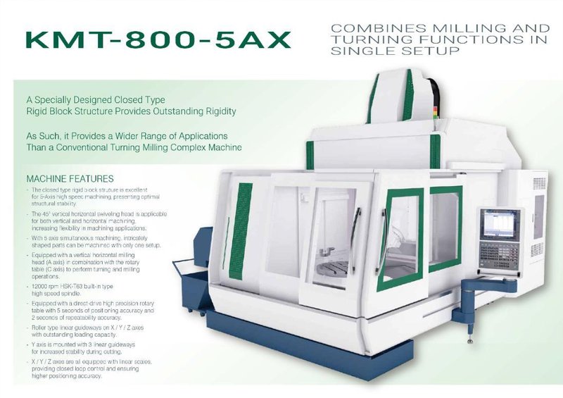 NEW KENT USA MODEL KMT-800-5AX 5-AXIS MILLING AND TURNING CENTER