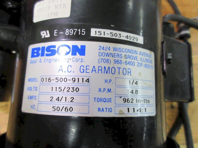 Used Haas 32-6611 Bison Chip Auger Motor Assy w/ Gearbox and 7 Pin Connector and Cable