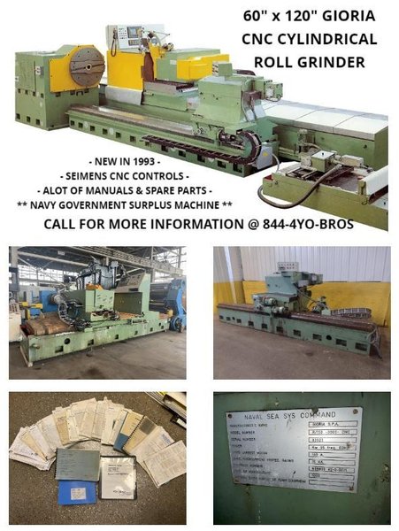60&quot; x 120&quot; GIORIA MODEL R/150-3000 CNC CYLINDRICAL ROLL GRINDER: STOCK #16914