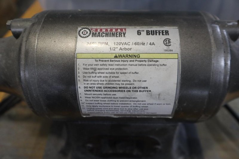 Central Machinery 6&quot; Double End Buffer, with Assorted Buffing Wheels- Auction Item