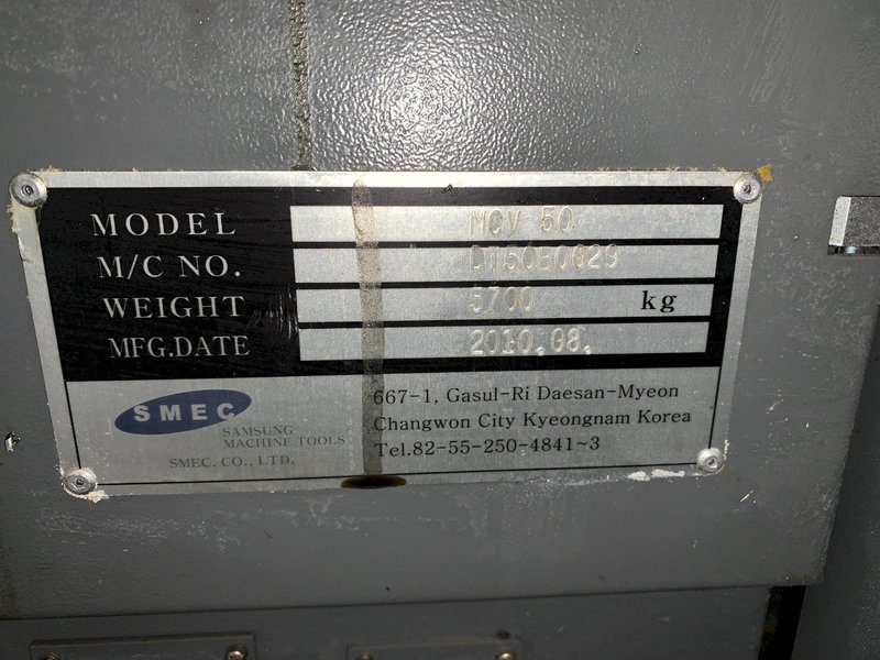 SAMSUNG MCV50 5-Axis CNC Vertical Machining Center, S/N DT50B0029, New 2010.
