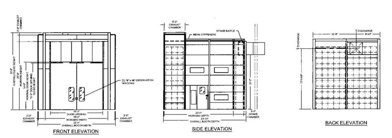 15' x 20' x 14' HIGH GLOBAL FINISHING SOLUTIONS DOWNDRAFT PAINT ROOM WITH 20 TON CRANE: YOBRO #25726