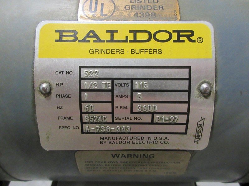 Baldor Double Tool Grinder On Pedestal Stand 6" Cupper Wheels, Tilting Work Tables w/ Drip Pans &amp; Work Light- Auction Item