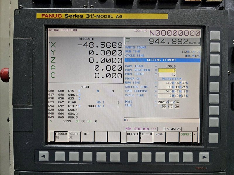 SNK HPS-120B/5 High Speed 5 Axis CNC Profiler Mill – 15,000 RPM, 50 Taper, TCS