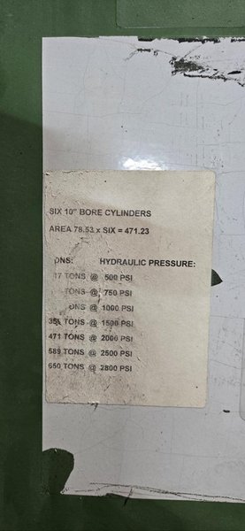 650 Ton Newman Hydraulic Press, 1990 – 7′ x 3′