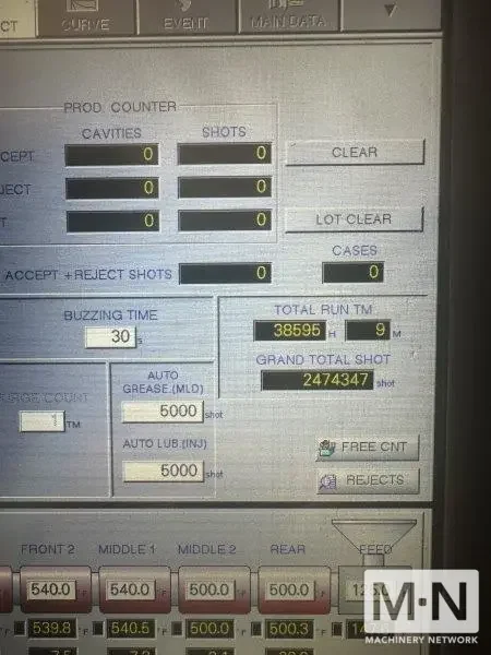 946 TON 252 OZ NISSEI MODEL FVX860III-600L INJECTION MOLDING MACHINE MFG 2016