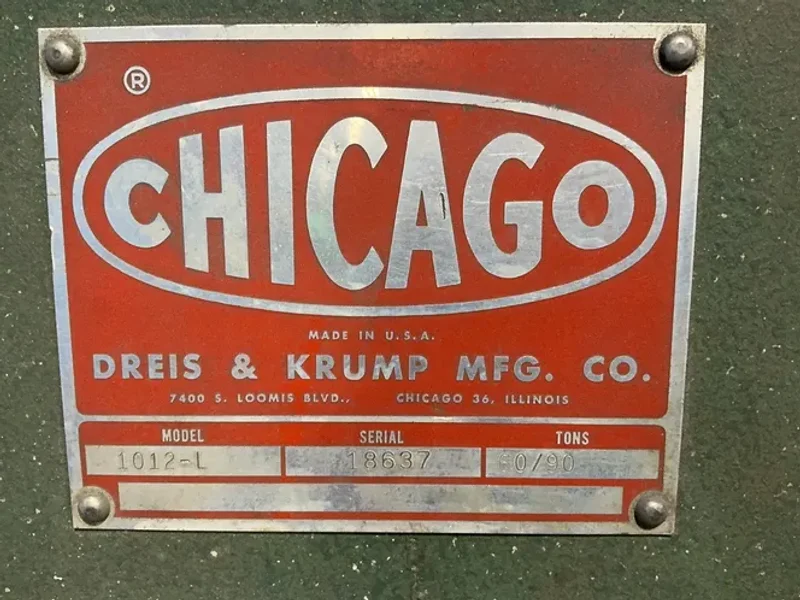 CHICAGO DREIS &amp; KRUMP MFG. CO. 60/90 TONS, 144” BED PRESS BRAKE  -  1012-L