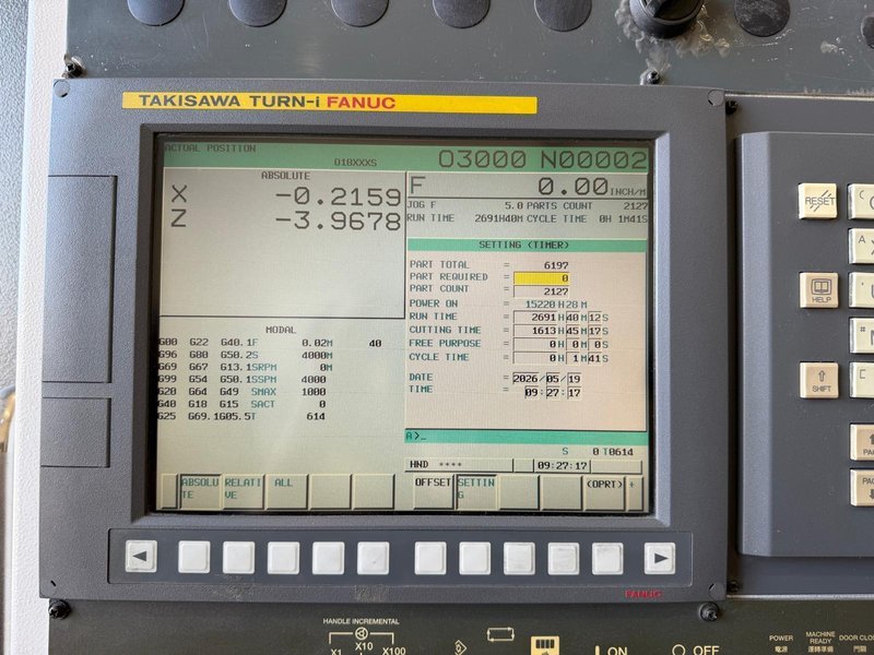 Takisawa TX-50C CNC Turning Center – 12″ Chuck, 5″ Big Bore Lathe