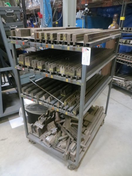Press Brake Dies - Large Assortment on Cart w Casters- Auction Item