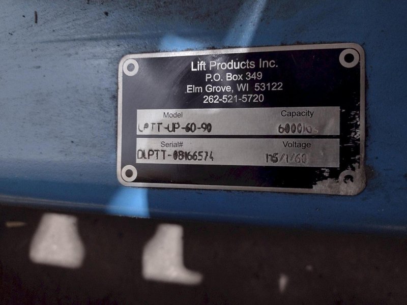 6,000 LBS X 48" X 48" MAX MODEL #LPTT-UP-060-90 HYDRAULIC TILT UPENDER 90 DEGREE FLIP TABLE 110V SINGLE PHASE : YOBRO #25893