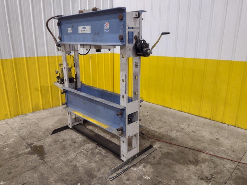 100 TON OTC MODEL #858 H-FRAME HYDRAULIC PRESS, WITH ENTERPAC PUMP: YOBRO #24401