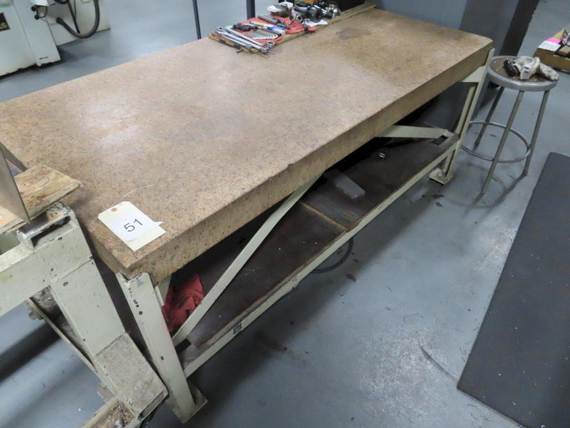 72" x 36" w x 4" thick Starrett Pink Granite Surface Plate on Steel Table Stand: YOBRO #26301