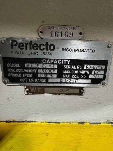 25,000# x 60" Perfecto Uncoiler (D.E.)