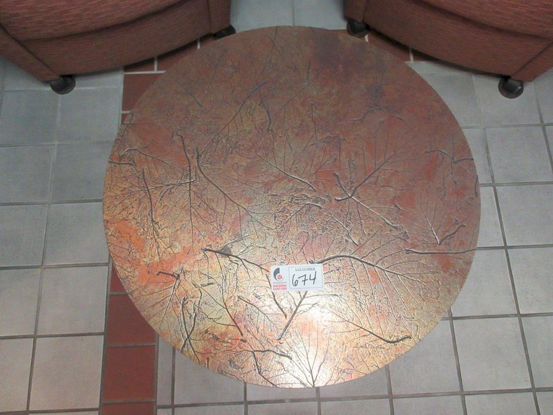 Lobby Cushioned Chairs with Folding Work Shelf (2pcs) and Round Side Table- Auction Item