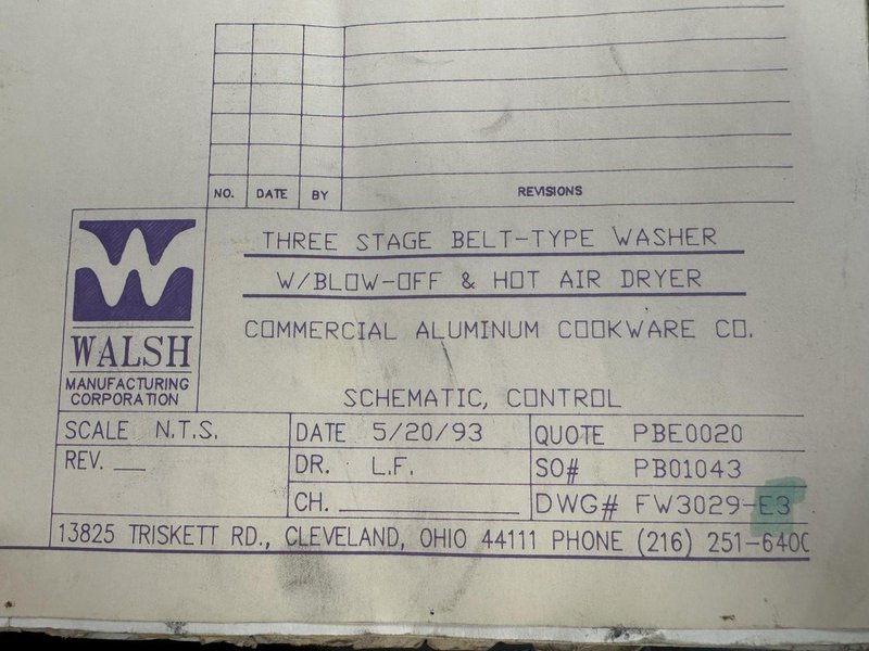 3 STAGE X 36&quot; X 18&quot; WALSH MODEL #AOE286 STEEL MESH-BELT PASS-THROUGH STAINLESS WASHER: STOCK #20166