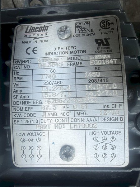 5 HP AEROVENT MODEL 30B30620-BTABD-X EXHAUST FAN: YOBRO #26263