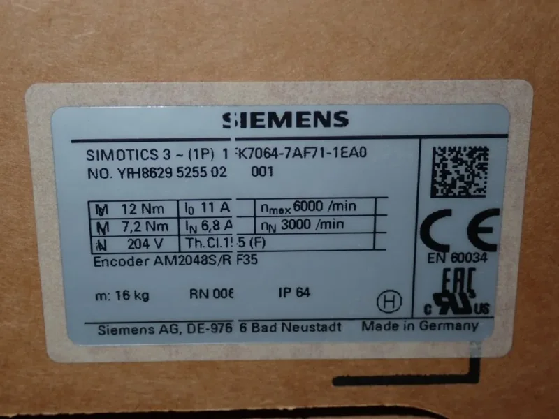 Siemens  Ac Servo Motor  - 1fk7064-7af71-1ea0