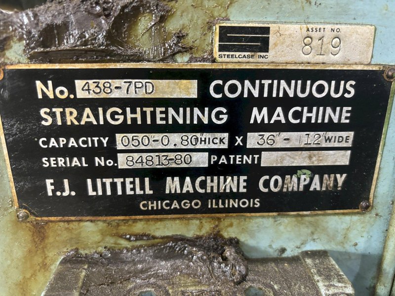 10,000 LBS X 36” X .050” LITTELL COIL FEED LINE: STOCK #21337