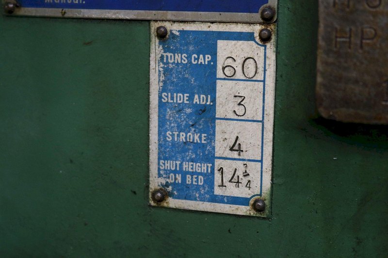 60 TON BLISS BACKGEARED OBI PRESS: STOCK #71636