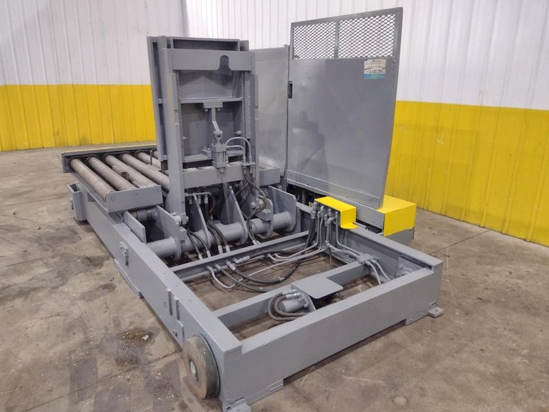 20,000 LBS X 54" X 36" BRANER HYDRAULIC COIL CAR UPENDER WITH POWER FEED CONVEYOR: YOBRO #25238