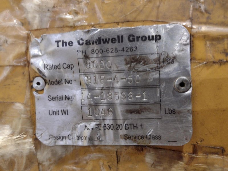 4 TON CALDWELL MODEL#81P-4-50 C HOOK ROLL LIFTER: STOCK #22715