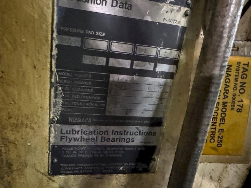 250 TON NIAGARA E-250 GAP FRAME PRESS. STOCK # 1114524