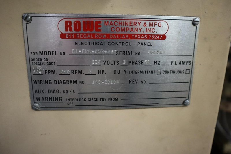 Rowe Press Feeding System. **Note - To Be Sold Only if Bliss Press System Does Not Sell**- Auction Item