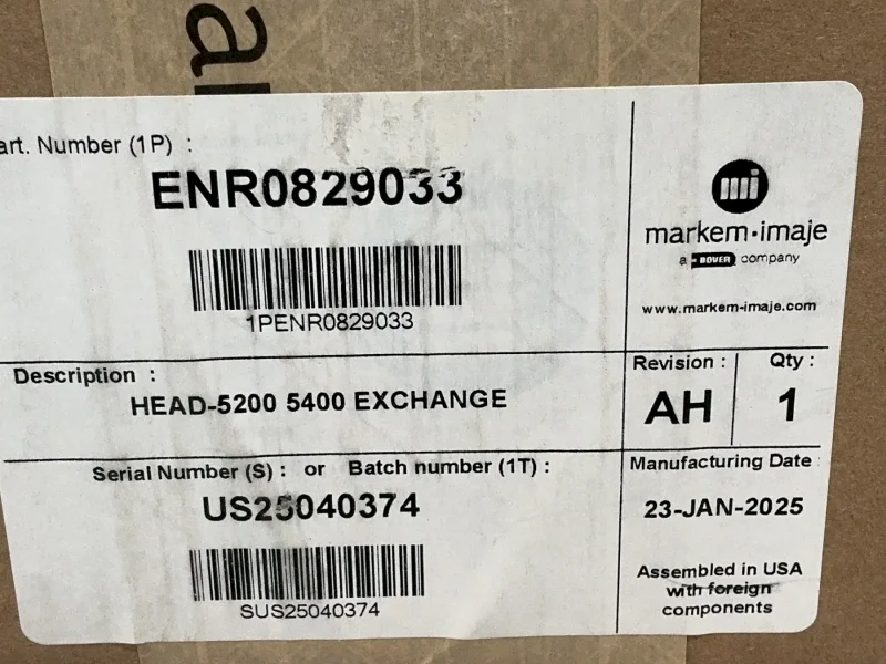 MARKEM IMAJE HOT MELT INK PRINTHEAD  -  ENR0829033